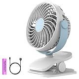 Clip on Fan, Ommani USB or 2600mAh Rechargeable Battery Operated Fan Small Desk Fan Whisper Quiet with 4 Speed Swivel 360°, Portable Stroller Fan for Baby Stroller Home Office Camping Outdoors