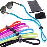 6 Pack Sunglass Glasses Straps Adjustable and Stretchy - Universal Fit for Kids to Adult Sunglasses - Active Sport Eyewear Retainers for Anti Slip Protection