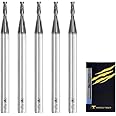 SPEED TIGER Micrograin Carbide Square End Mill - 2 Flute - ISE1/16 2T (5 Pieces, 1/16") - for Milling Alloy Steels, Hardened Steel, Metal & More –Mill Bits Sets for DIYers & Professionals