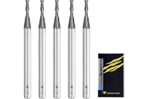 SPEED TIGER Micrograin Carbide Square End Mill - 2 Flute - ISE1/16 2T (5 Pieces, 1/16") - for Milling Alloy Steels, Hardened Steel, Metal & More –Mill Bits Sets for DIYers & Professionals