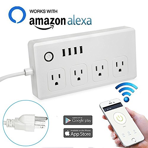 Smart Power Strip,EletecPro WiFi Smart Plug Extension Lead Power Socket With 4 USB Ports And 4 US Outlets with Overload Protection Compatible with Alexa Support Google Assistant