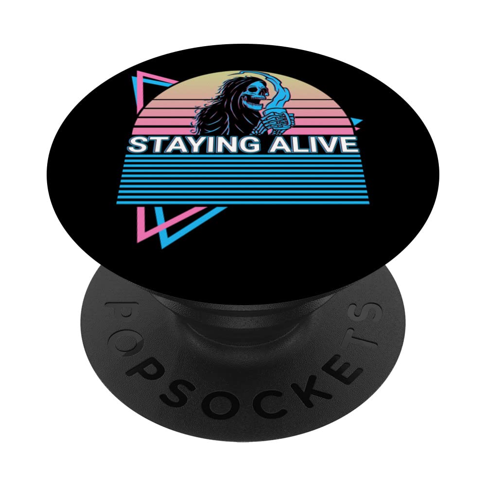 Funny Coffee Retro Staying Alive PopSockets Swappable PopGrip