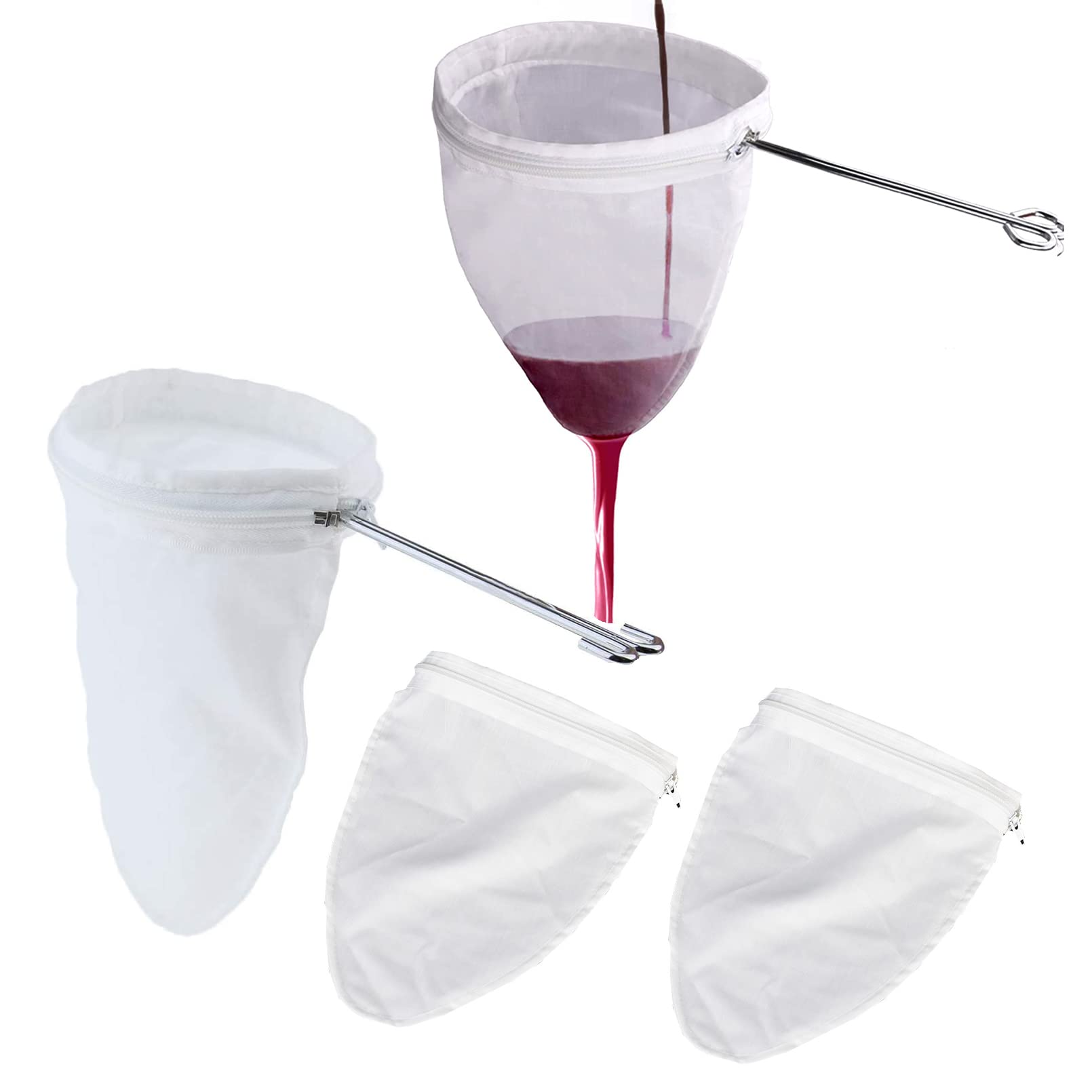 Nut Milk Bag, Filter Cloth Cotton, Hop Filter, Nut Milk Bag, Reusable with Zip and Steel Ring