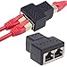 RJ45 Splitter Adapter, Sartyee 1 to 2 Port USB to RJ45 Socket Adapter Interface Ethernet Cable 8P8C Extender Plug LAN Network Connector for Cat5, Cat5e, Cat6, Cat7