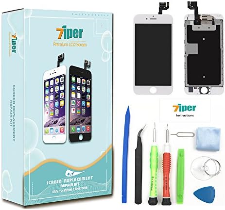 Screen Replacement Compatible iPhone 6S (4.7 inch) - LCD Display Touch Digitizer Assembly Set Proximity Sensor, Front Camera, Earpiece, Tempered Glass, Repair Tools Instruction (White)