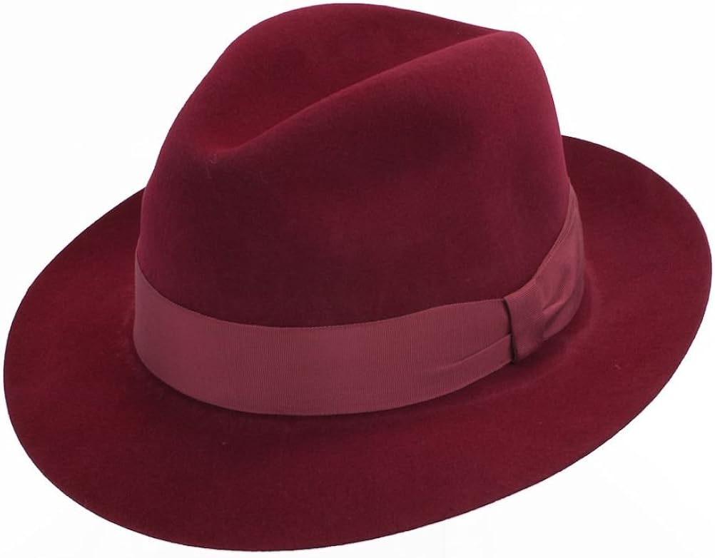 burgundy trilby hat