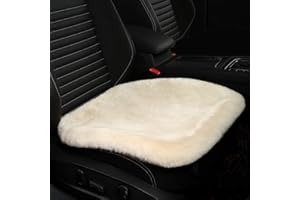 LLB Genuine Sheepskin Car Seat Cushion Seat Covers for Cars Trucks SUV Comfort Seat Protector Pad for Car Driver Seat Car Accessories for Women Office Chair Car Decor (Pearl, Front Seat Cushion-1 Pc)