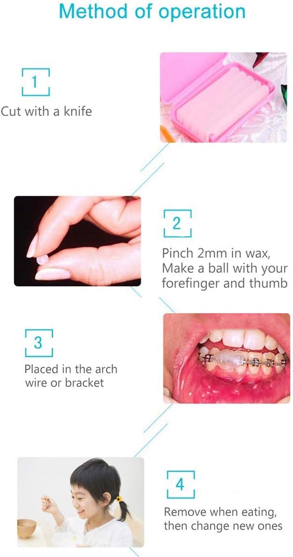 RZJZGZ Dental Wax for Braces,Dental Oral Care Orthodontics Wax for Braces with Fruit Smell for Brace Wearers Gum Protection- 6 Boxs for 300 Times - Image 5