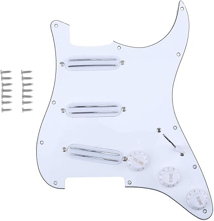 Pick Guard Electric Guitar - Amazon Com Musiclily 11 Hole Sss Prewired Loaded Pickguard With Dual Hot Rail High Output Pickups Set For Fender Squier Strat Electric Guitar 3ply White Musical Instruments