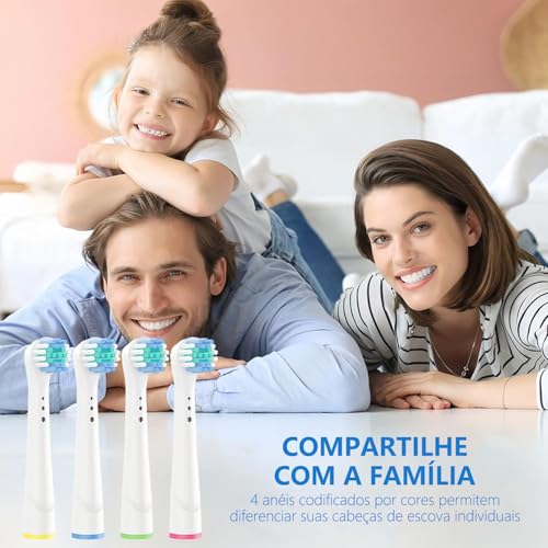 Kit de 16 Refil Compatível com Escova de Dentes Elétrica Oral B, 4 Tipos de Cabeças de Escova de Dentes Elétrica para Limpeza Profunda e Clareamento dos Dentes, Cerdas Meio Macias