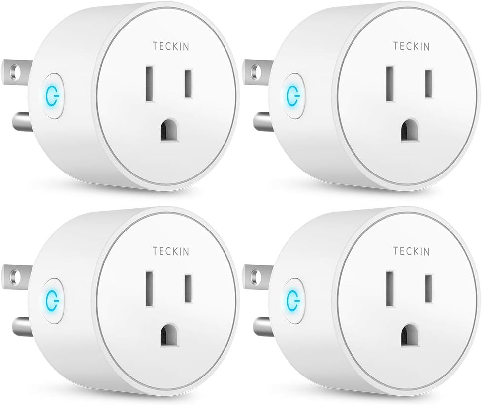 Smart Plug Works with Alexa Google Assistant SmartThings for Voice Control, Teckin Mini Smart Outlet Wifi plug with Timer Function, No Hub Required, White Fcc Etl Certified