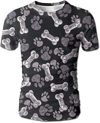 Dog Bone And Footprint Custom Graphic Men's O-Neck Short Sleeve T-Shirts Fashion 100% Cotton Casual Wear