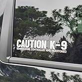 Caution K-9 Temperature Controlled and Monitored Car Sticker Funny Bumper Decal for Auto, Truck, Motorcycle, Car Windows Decals (25cm, White)