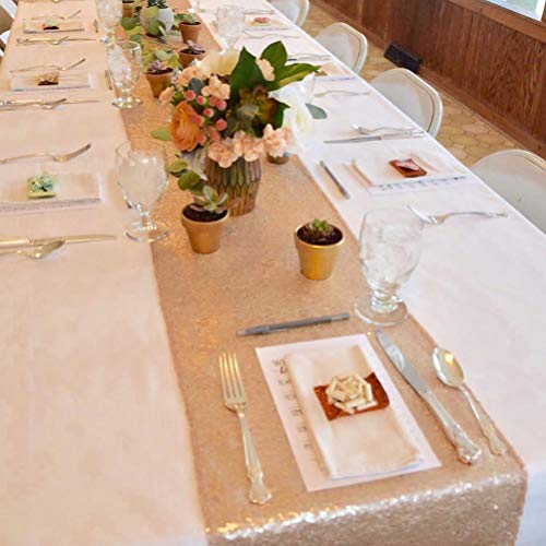 BLUETOP 5 Pieces Christmas Glitter Table Runners Champagne 72"x12" Sequin Wedding Party Table Runners for Dining Room Bridal Shower Birthday Home Hotel Ceremony Supplies and Decorations