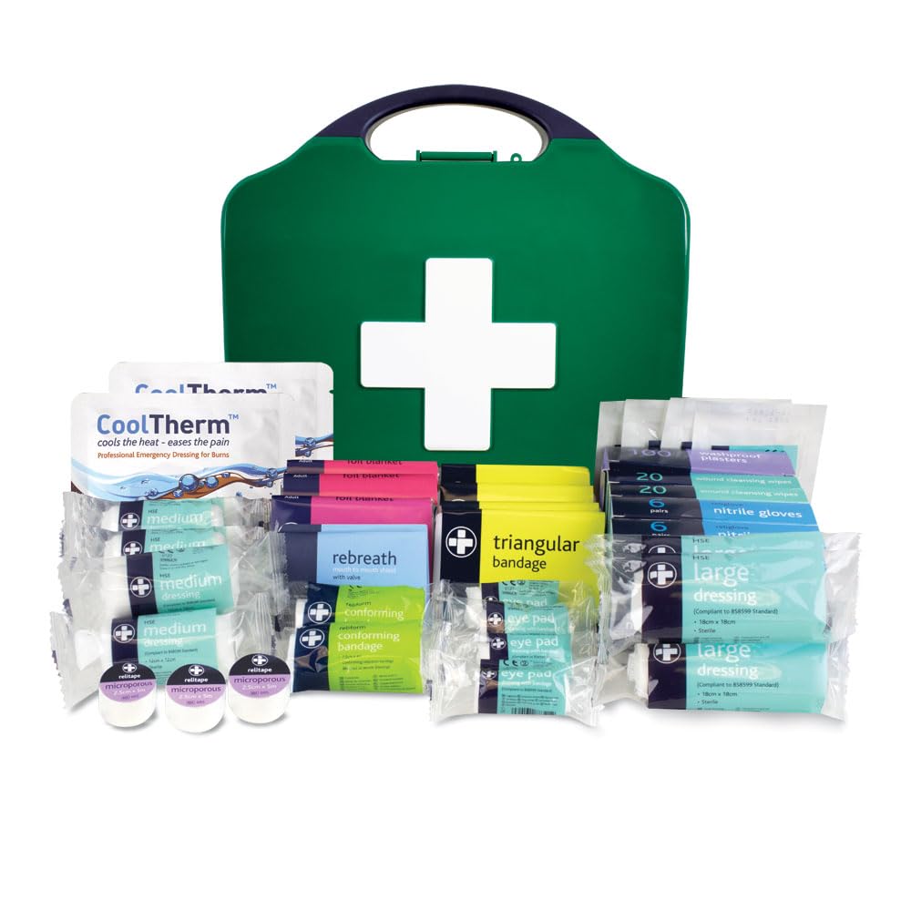 Reliance Medical Large Workplace First Aid Kit (for Ref 348) with Medical Essencials Like Bandages, Dressings, Plasters, Cleaning Wipes, Face Shields, Foil Blanket, Shears And Gloves