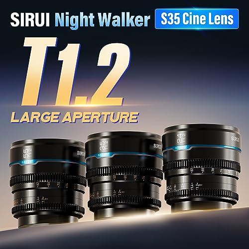 SIRUI Night Walker 24mm 35mm 55mm Lens Kit T1.2 S35, Manual Lens Fixed Focal Lens, Large Aperture, Compact and Lightweight, Vlogging, for X Mount, X-T3, X-T5, X-T20, X-T30II, X-S10, X-S20, Black
