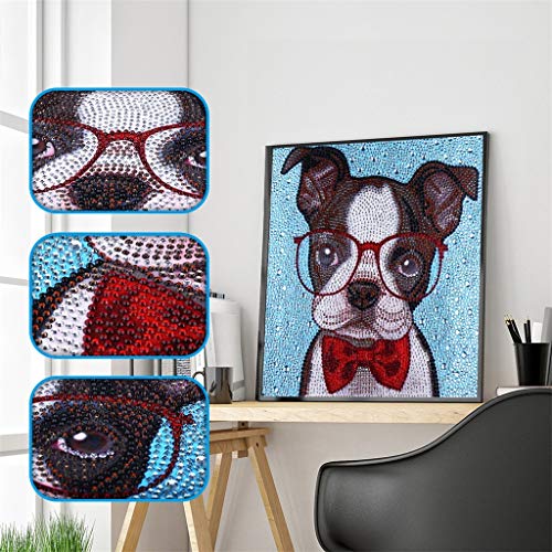 LPRTALK DIY 5D Diamond Painting by Number Kits, Full Round and Special Shaped Drill Cute Pug Crystal Resin Embroidery Dotz Kit Cross Stitch Mosaic Making Supplies Arts Craft for Wall Decoration - Thumbnail 3