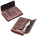 RFID Blocking Genuine Cowhide Leather Trifold Card Wallet for Men With 2 ID Window (Dark brown with coin pocket)