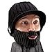 Beard Head Stubble Rider Beard Beanie - Original Handmade Brimmed Hat and Removable Beard Black