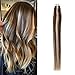 TheFashionWay 16-24 Inches Human Hair Extensions Tape in Silky Straight Weft Remy Virgin Hair Various Colors For Choosing (16 inches, 2-613 highlight)