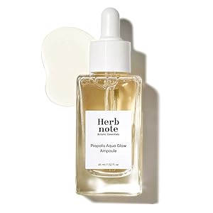 HERBNOTE Propolis Aqua Glow Ampoule 45ml (1.52 fl.oz.) - Propolis & Hyaluronic Acid & Panthenol Contains Facial Hydrating & Nourishing Ampoule, pH5.5 Hypoallergenic Soothing Formula, Paraben Free