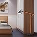 LEPOWER Wood Metal Floor Lamp, Wood Standing Light with Adjustable Head, Industrial Retro Design,Foot Switch & E26 Lamp Base Reading Light, Eye-Caring Study Lamps for Living Room, Bedroom and Office