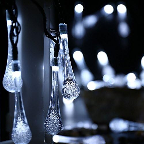 Ksleder Solar Outdoor String Lights, 16ft 20 LEDs Tear Drop Style Solar String Fairy Lights Starry Lights, for Indoor/Outdoor, Garden, Patio, Yard, Home, Christmas etc, White