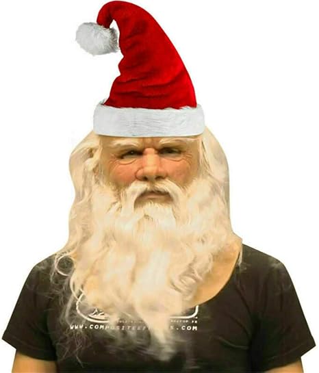 Amazon Sfntion クリスマス老人マスク 白ひげ サンタ 髭 サンタのひげ 3d サンタの帽子 老人の顔 白髪 白いひげ クリスマス 仮面 衣装小道具 仮面舞踏会 コスチューム パーティー コスプレ 仮装 通販