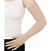 Lymphedema Compression Arm Sleeves for Women Men 20-30 mmHg, Single | Graduated Compression Full Arm Support for Arthritis,Bursitis, Edema with Gauntlet