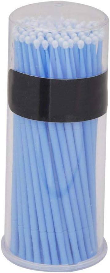 Gcroet 1 Box Cotton Swabs Disposable Micro Applicators Replacement Eyelash Extension Brushes Portable Lashes Lint Swabs(Blue)