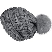 Knit Infinity Scarf Slouchy Beanie Hat Set Women Winter Warm Circle Loop Scarfs (Grey-hat)