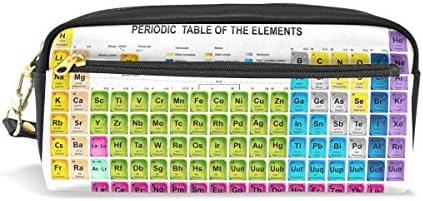 MRMIAN PU Leather Periodic Table of The Elements Pen Pencil Case Bag Purse Pouch Cosmetic Bag Zipper for School Boy Girl Office Work