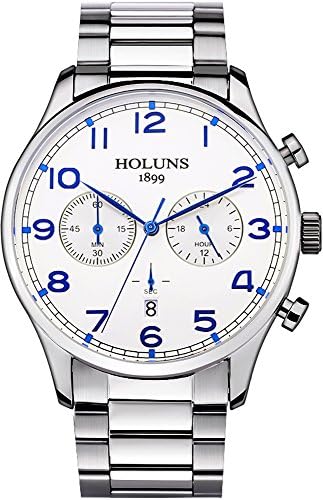 Men's Multifunction Stainless Steel Calendar Stopwatch 24H Sapphire Waterproof Quartz Wristwatch HLQL001