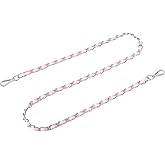 uxcell Purse Chain Strap, 47 Inch Leather Iron Flat Chain Handbag Chains Purse Straps with Buckles for Shoulder and Cross Body Bags (Pink Strap + Silver Chain)