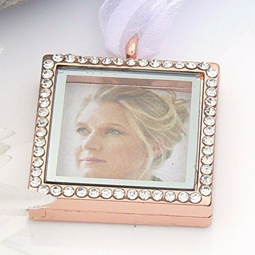 Rose Gold Crystal Picture Frame Bouquet Charm - Memory Locket - Brides Keepsake