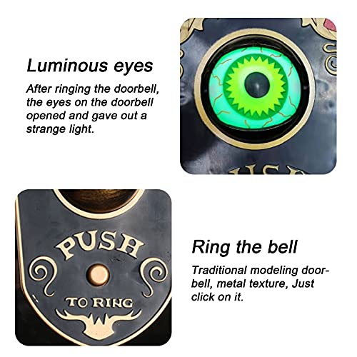 DriSubt Halloween Decoration, Animated Eyeball Doorbell Halloween Props Animated with Spooky Sounds, Haunted Doorbell Halloween Party Prop Decoration(Black)