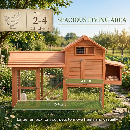 PawHut 82" Deluxe Chicken Coop Wooden Hen House with Run and Nesting Box Poultry Cage Pen for Backyard Rabbit Hutch