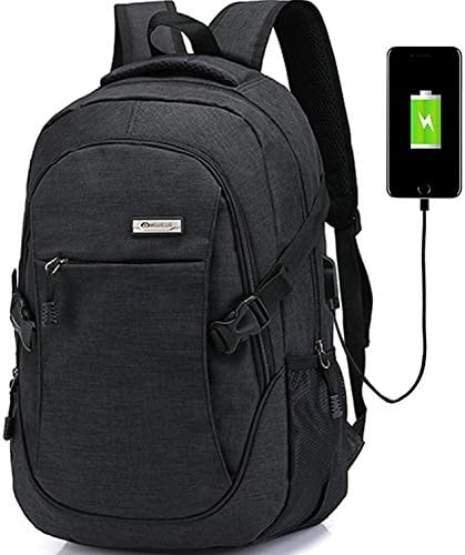 Laptop Computer Backpack Hopesport External USB Charge Port with Built-in USB Charging Cable School Travel Backpacks (UK-black-1)