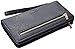 Women Lady Leather Wallet Zipper Purse RFID Credit Card Clutch Holder Case Girl (Crosshath Black)