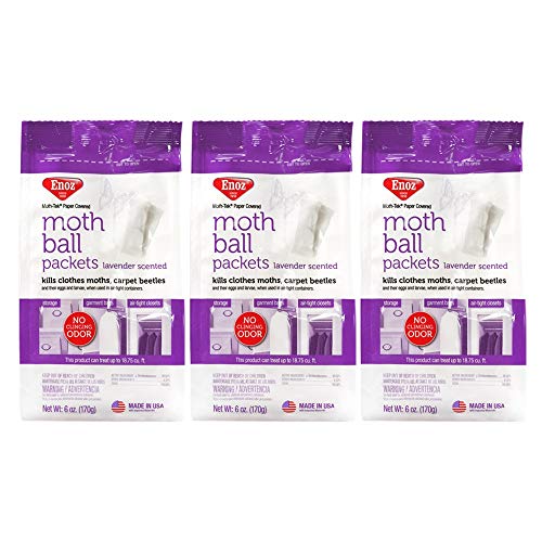 Enoz Lavender Scented Moth Ball Packets: Kills Clothes Moths, Carpet ...