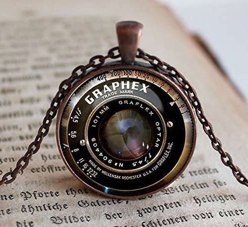 Camera Lens Jewellery,Camera Lens Charm Necklaces,Vintage Art Pendant,Glass Round Bronze Pendant