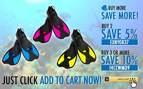 Snorkeling Fins Short Floating Training Swimming Fins for Kids Children Boys and Girls US size 1-2 with Thermoplastic Rubber Pool Travel Fins for Swimming Scuba Diving Snorkeling Watersports – Yellow