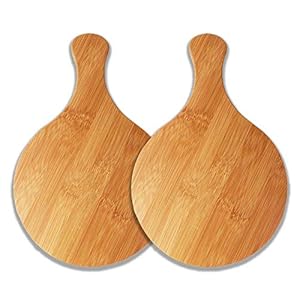 MNBV Bamboe Houten Pizza Board Pizza Peel Ronde Cake Lifter Pizza Server Pan met handvat, Handgepolijst, voor kaas…