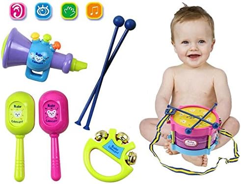 Camonity 5 pcs/Set Mini Baby Musical Toys Hand Drum Beat Educational Kids Toys Children Rattle for Newborn Baby Concerts Gift