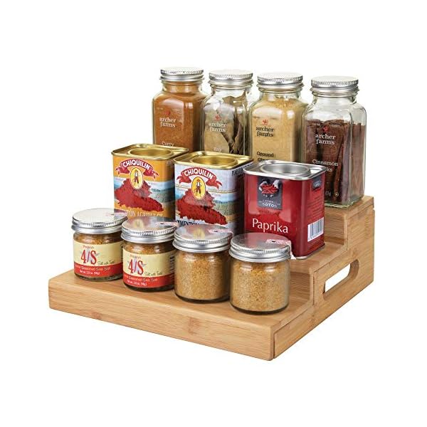 mDesign-Wood-Free-Standing-Storage-Shelves-Extendable-Three-Tiered-Kitchen-Storage-Unit-Ideal-for-Use-as-a-Jar-Organiser-and-Spice-Rack-Natural mDesign Wood Free-Standing Storage Shelves - Extendable Three-Tiered Kitchen Storage Unit - Ideal for Use as a Jar…