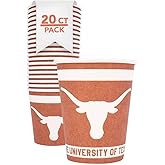 Desert Cactus University of Texas Paper Cups UT Longhorns 20 Count 9 Ounce Cold Beverage Cups for Tailgates, Graduation and Events (Design A)