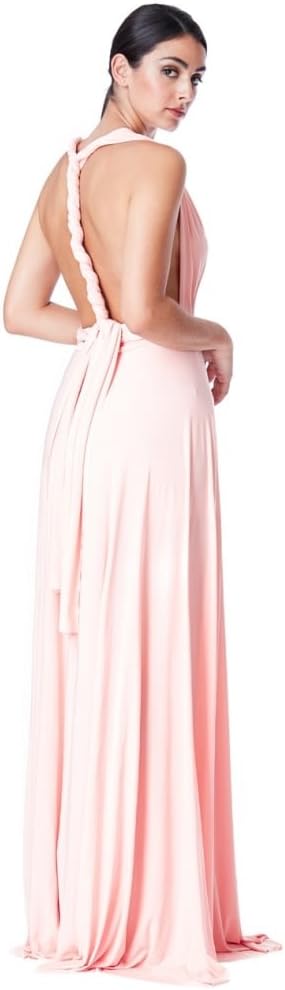 City Goddess London Oyster Pink DR1186A Multi Way tie Plated Dress