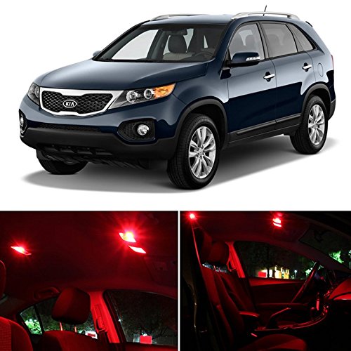LEDpartsNow KIA Sorento 2011-2014 Red Premium LED Interior Lights Package Kit (11 Pieces)
