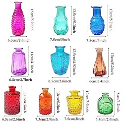 20pcs Glass Bud Vases Set,Colored Flower Vases in