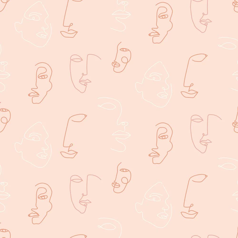 furn. Kindred Abstract Faces Printed Wallpaper, Blush Pink
